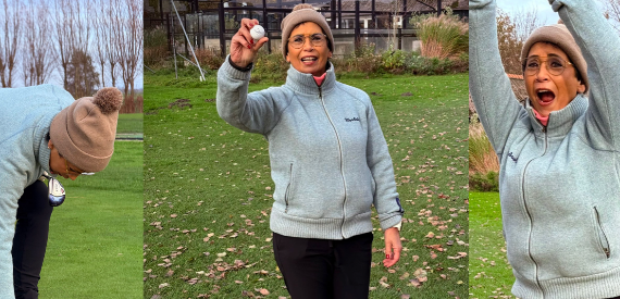 Louise slaat een hole in one